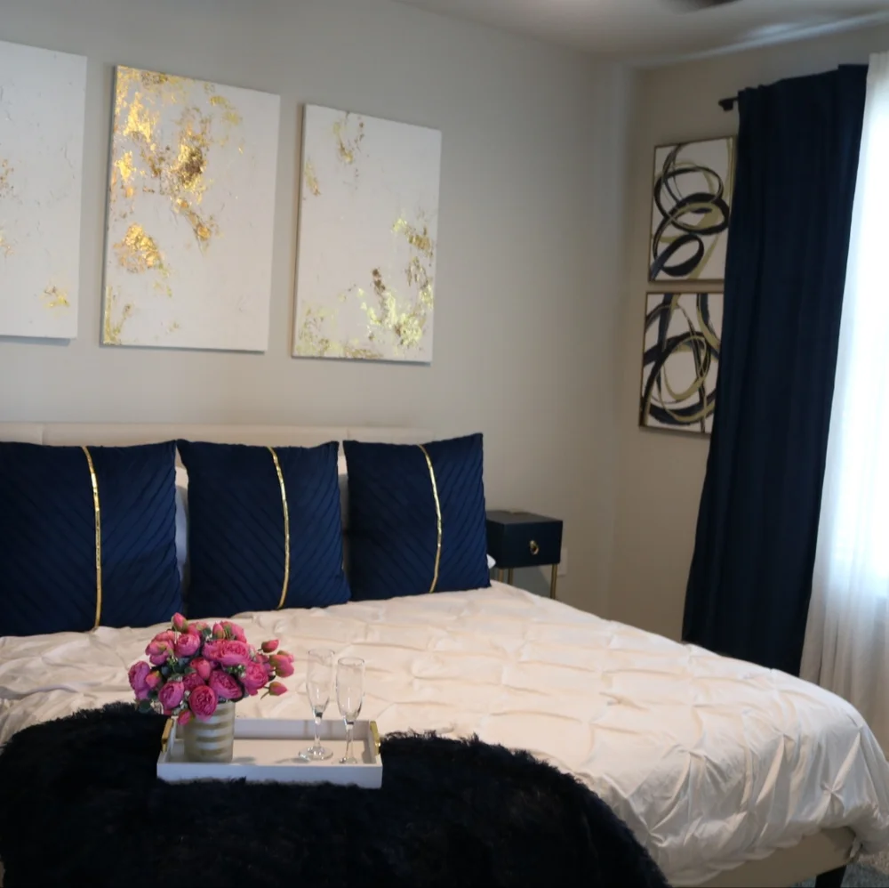 Elegant Navy Blue Curtains 2 Panels